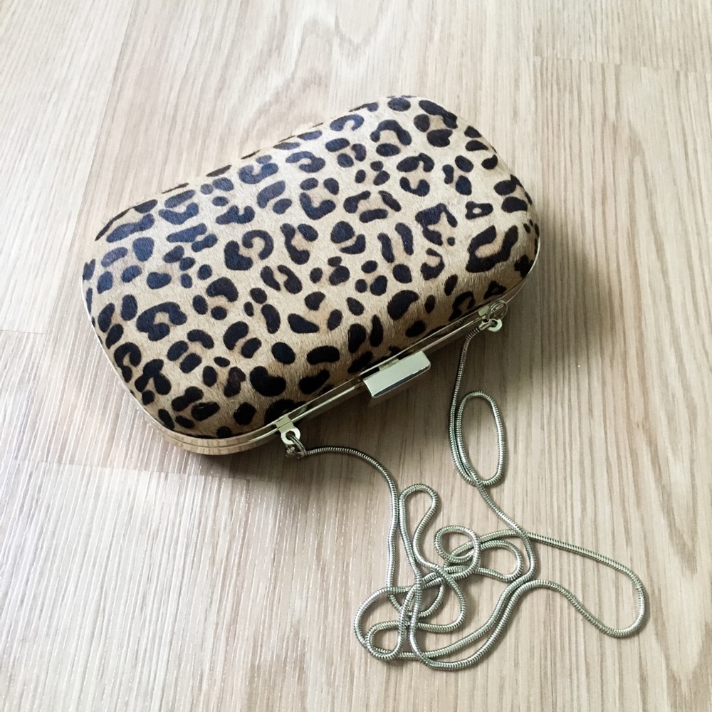 CLUB MONACO CHEETAH PRINT BOX CLUTCH
